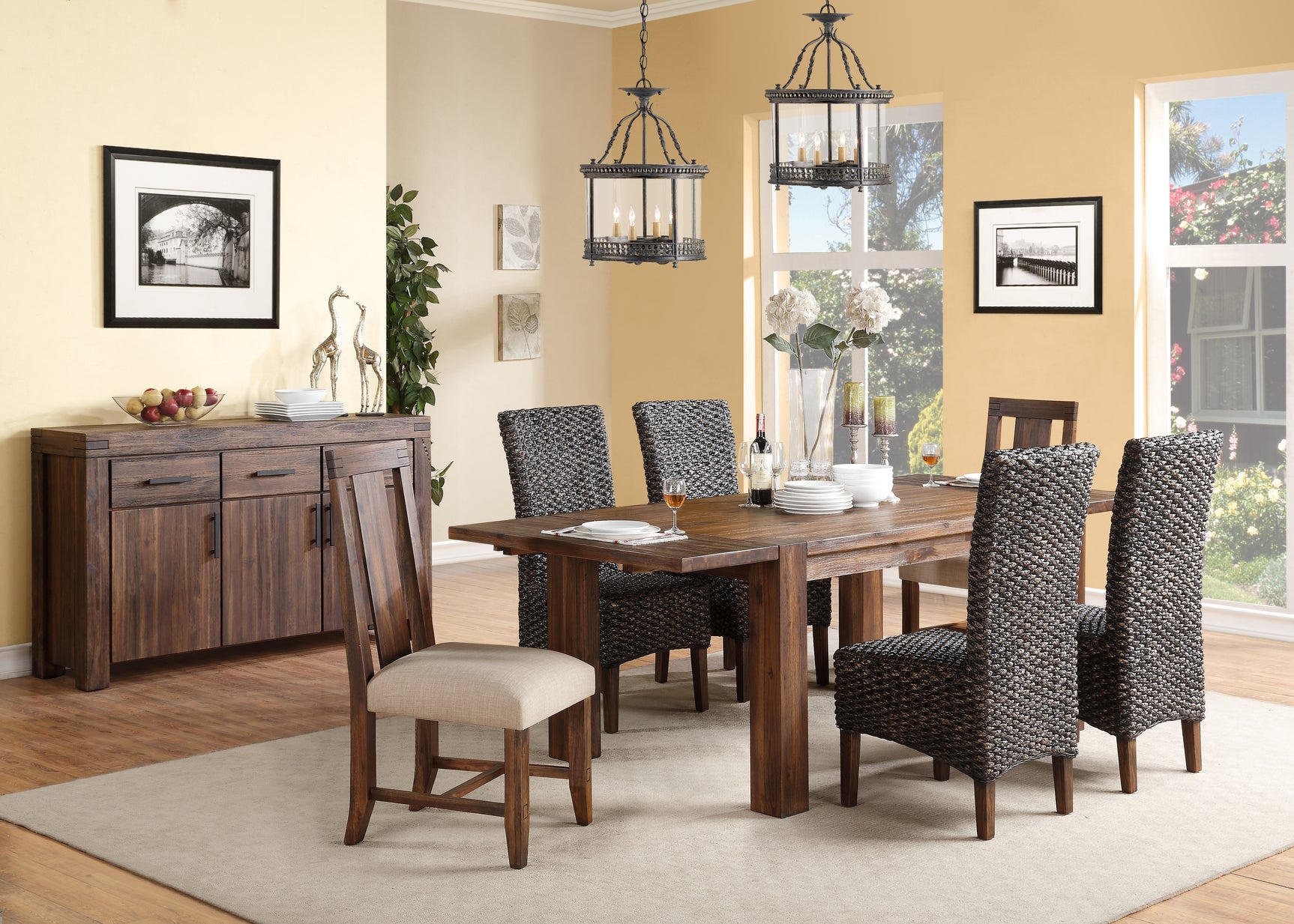 Meadow Solid Wood Extending Dining Table in Brick Brown - Ornate Home