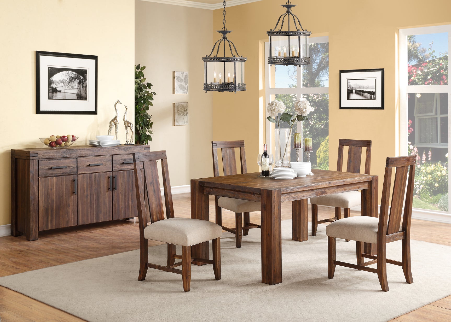 Meadow Solid Wood Extending Dining Table in Brick Brown - Ornate Home