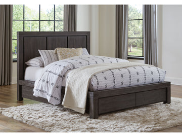 Meadow Solid Wood Footboard California King Storage Bed in Graphite - Ornate Home