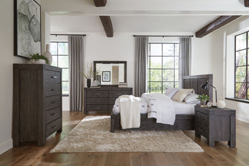 Meadow Solid Wood Footboard California King Storage Bed in Graphite - Ornate Home