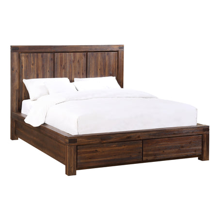 Meadow Solid Wood Footboard Eastern King Storage Bed in Brick Brown - Ornate Home
