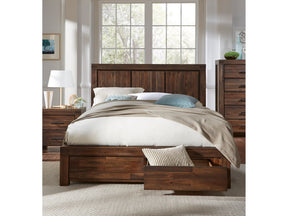 Meadow Solid Wood Footboard Full Storage Bed in Brick Brown - Ornate Home