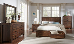 Meadow Solid Wood Footboard Full Storage Bed in Brick Brown - Ornate Home
