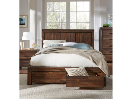 Meadow Solid Wood Footboard Queen Storage Bed in Brick Brown - Ornate Home