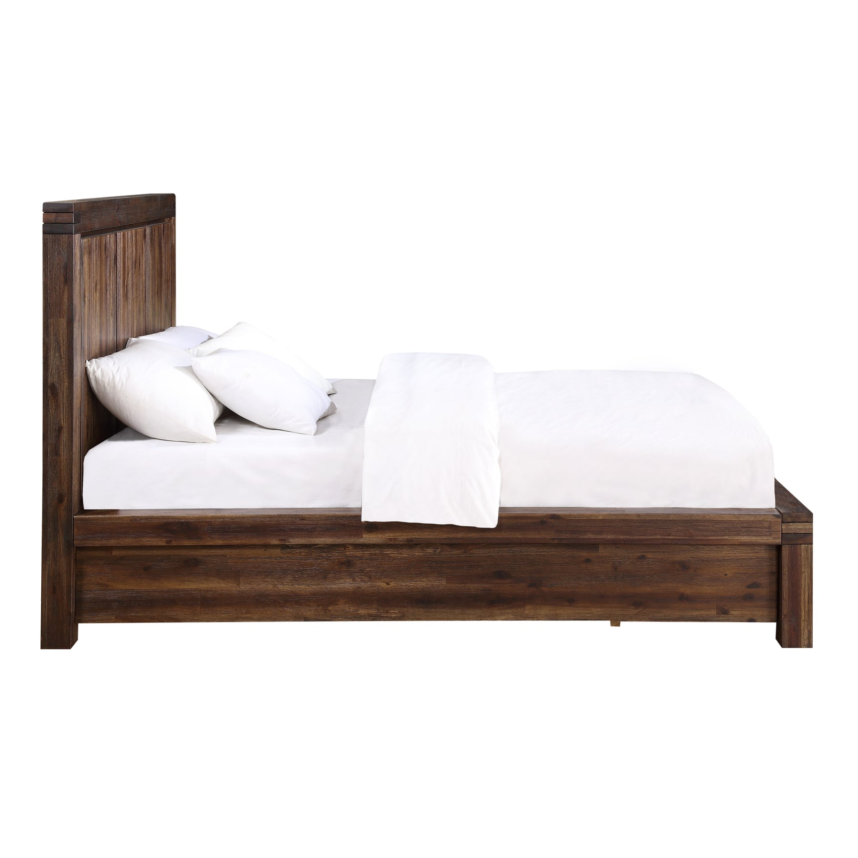 Meadow Solid Wood Footboard Queen Storage Bed in Brick Brown - Ornate Home