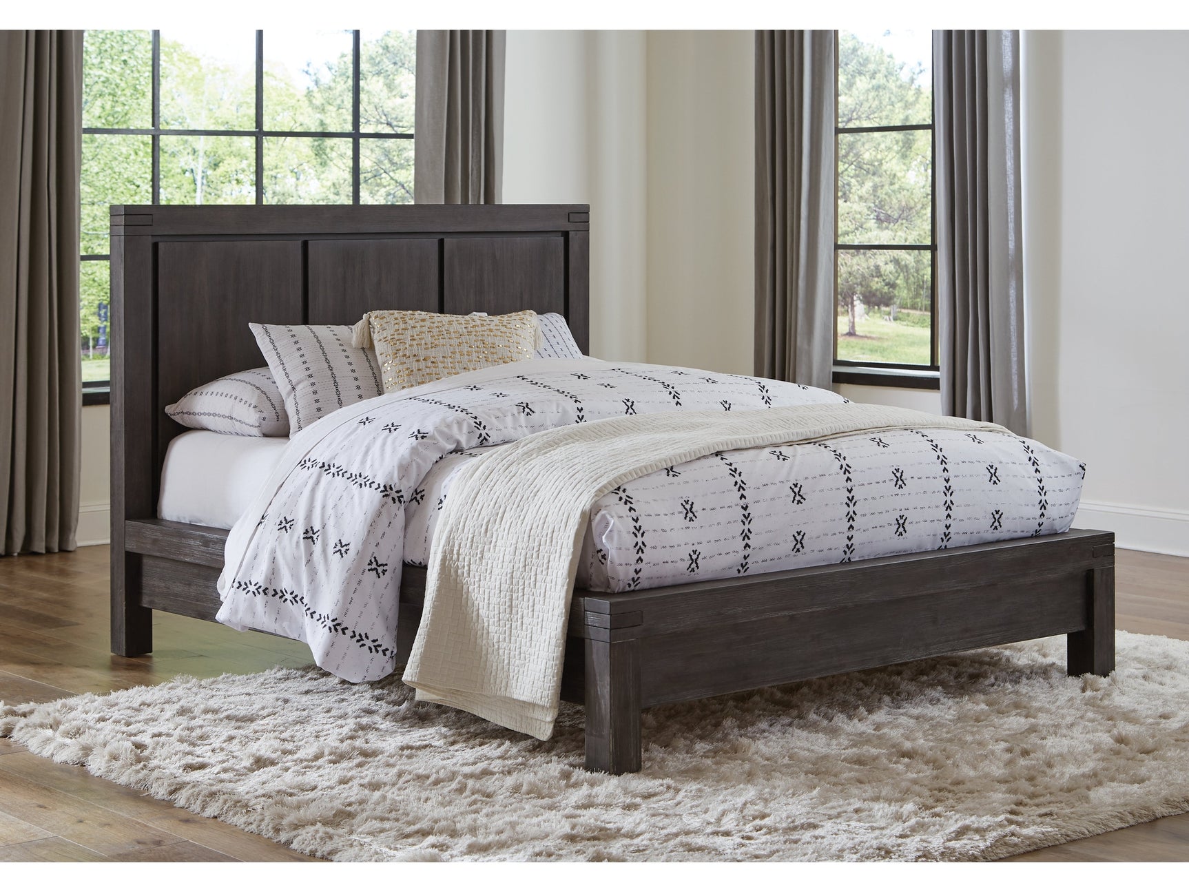Meadow Solid Wood Full Platform Bed in Graphite - Ornate Home
