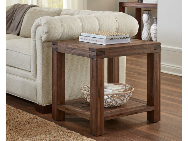 Meadow Solid Wood Rectangular Side Table in Brick Brown - Ornate Home