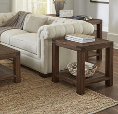 Meadow Solid Wood Rectangular Side Table in Brick Brown - Ornate Home