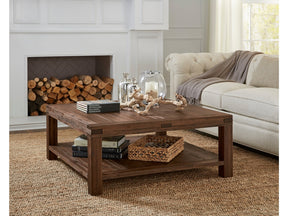 Meadow Solid Wood Square Coffee Table in Brick Brown - Ornate Home