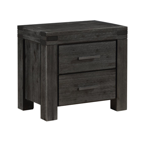 Meadow Solid Wood Two Drawer Nightstand in Graphite - Ornate Home