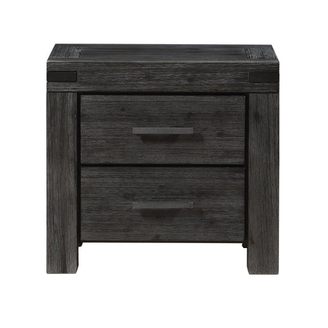 Meadow Solid Wood Two Drawer Nightstand in Graphite - Ornate Home