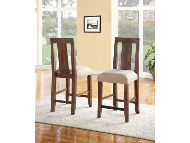 Meadow Solid Wood Upholstered Kitchen Counter Stool in Brick Brown (Set of 2) - Ornate Home