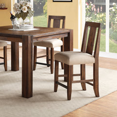Meadow Solid Wood Upholstered Kitchen Counter Stool in Brick Brown (Set of 2) - Ornate Home