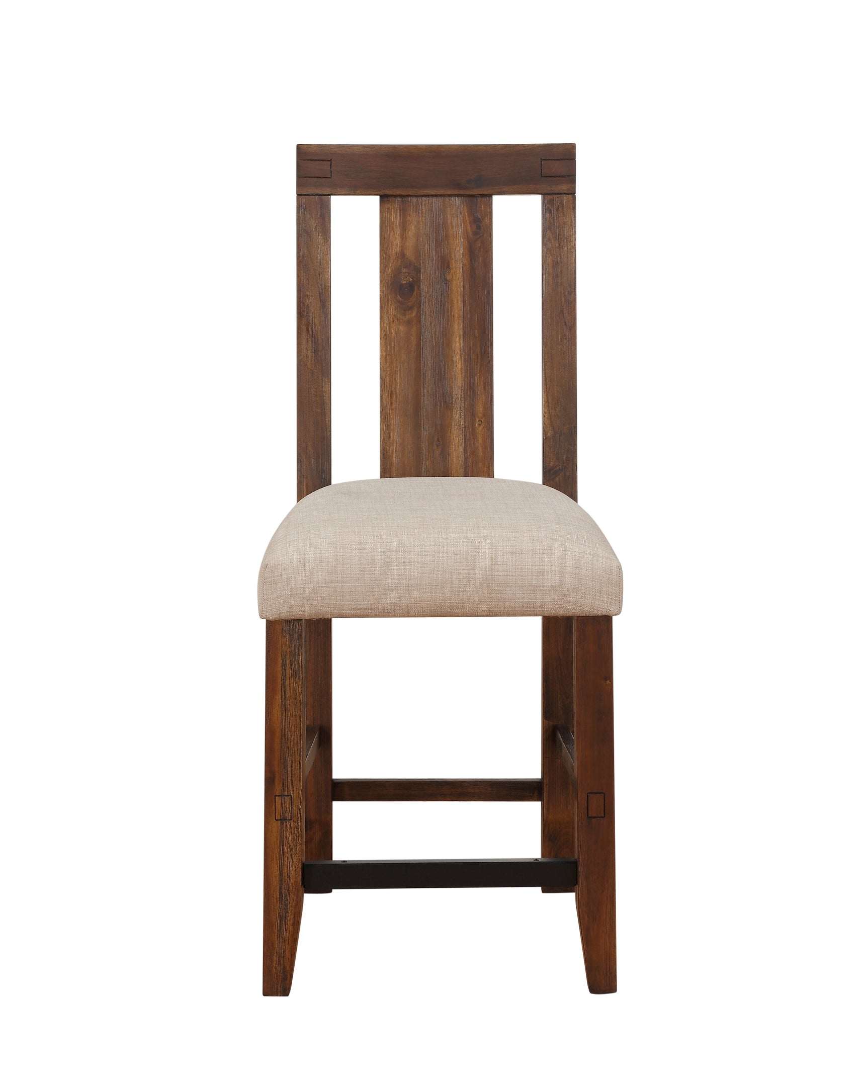 Meadow Solid Wood Upholstered Kitchen Counter Stool in Brick Brown (Set of 2) - Ornate Home