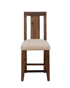 Meadow Solid Wood Upholstered Kitchen Counter Stool in Brick Brown (Set of 2) - Ornate Home