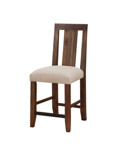 Meadow Solid Wood Upholstered Kitchen Counter Stool in Brick Brown (Set of 2) - Ornate Home