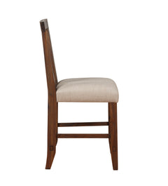Meadow Solid Wood Upholstered Kitchen Counter Stool in Brick Brown (Set of 2) - Ornate Home