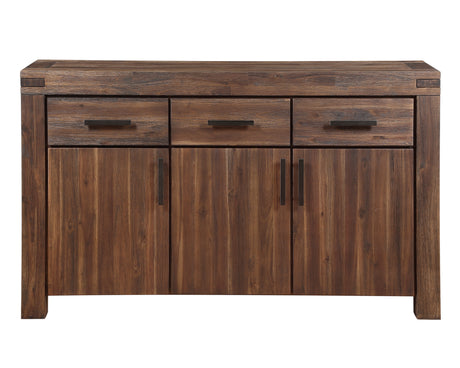 Meadow Three Drawer Three Door Solid Wood Sideboard in Brick Brown - Ornate Home