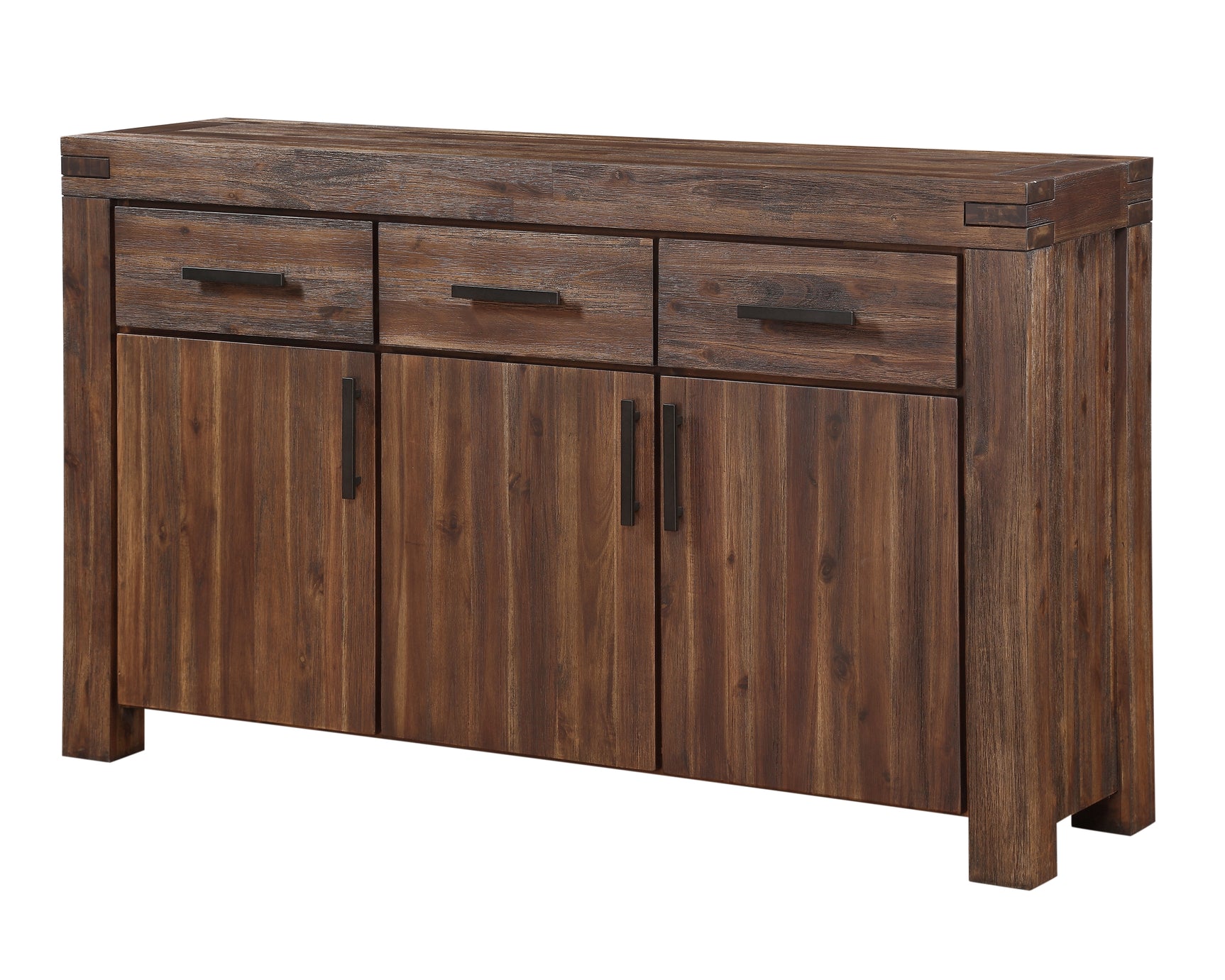 Meadow Three Drawer Three Door Solid Wood Sideboard in Brick Brown - Ornate Home