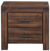 Meadow Two Drawer Solid Wood Nightstand in Brick Brown - Ornate Home
