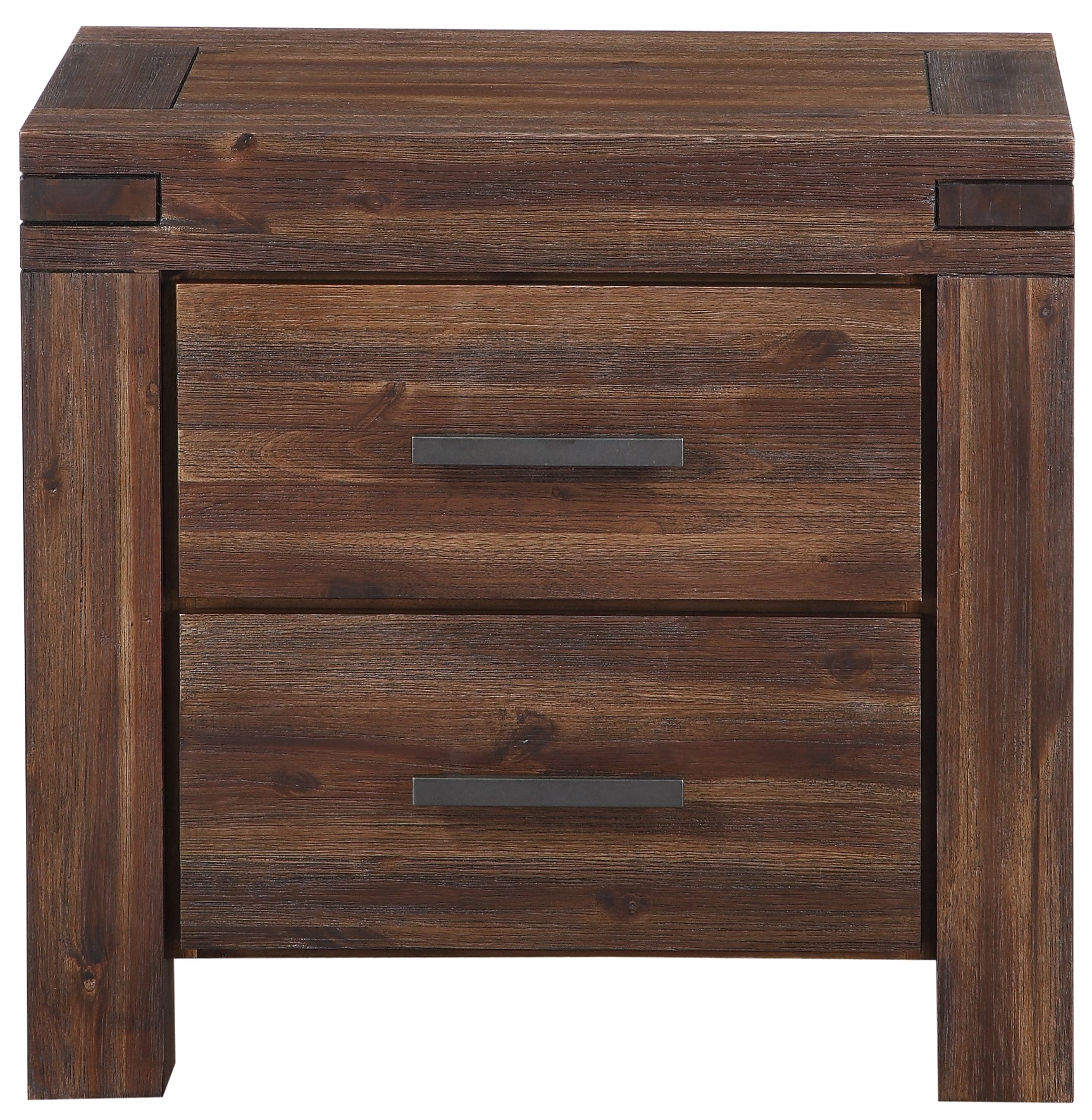 Meadow Two Drawer Solid Wood Nightstand in Brick Brown - Ornate Home
