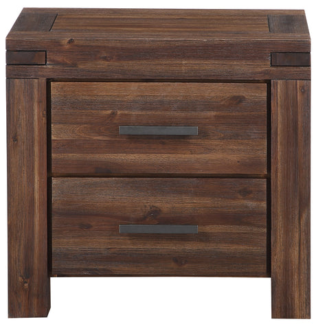 Meadow Two Drawer Solid Wood Nightstand in Brick Brown - Ornate Home