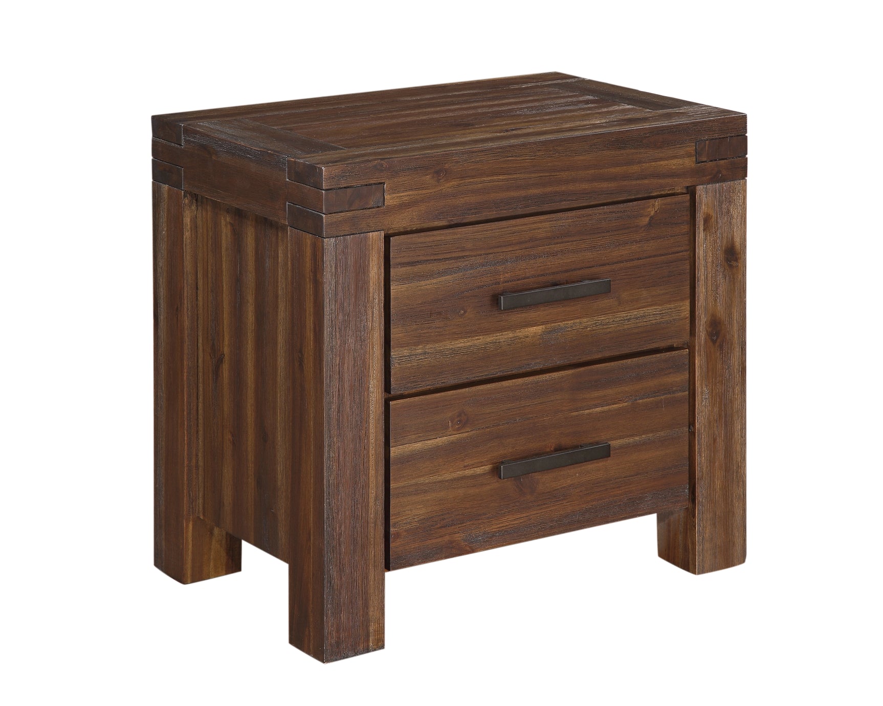 Meadow Two Drawer Solid Wood Nightstand in Brick Brown - Ornate Home