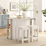 Meadowbrook White Maple 3-Piece Kitchen Island and Stool Set - Ornate Home