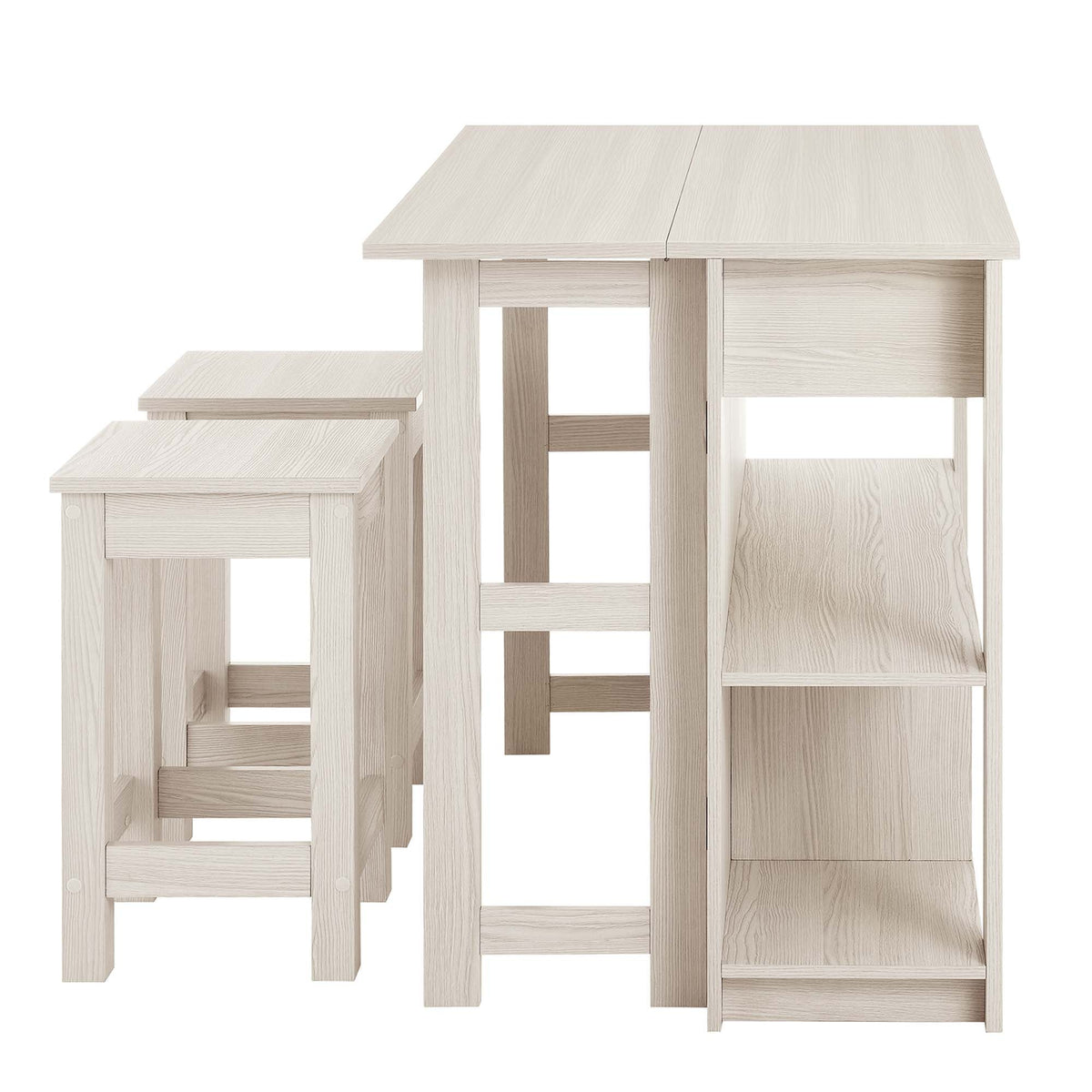 Meadowbrook White Maple 3-Piece Kitchen Island and Stool Set - Ornate Home