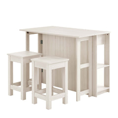 Meadowbrook White Maple 3-Piece Kitchen Island and Stool Set - Ornate Home