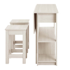 Meadowbrook White Maple 3-Piece Kitchen Island and Stool Set - Ornate Home