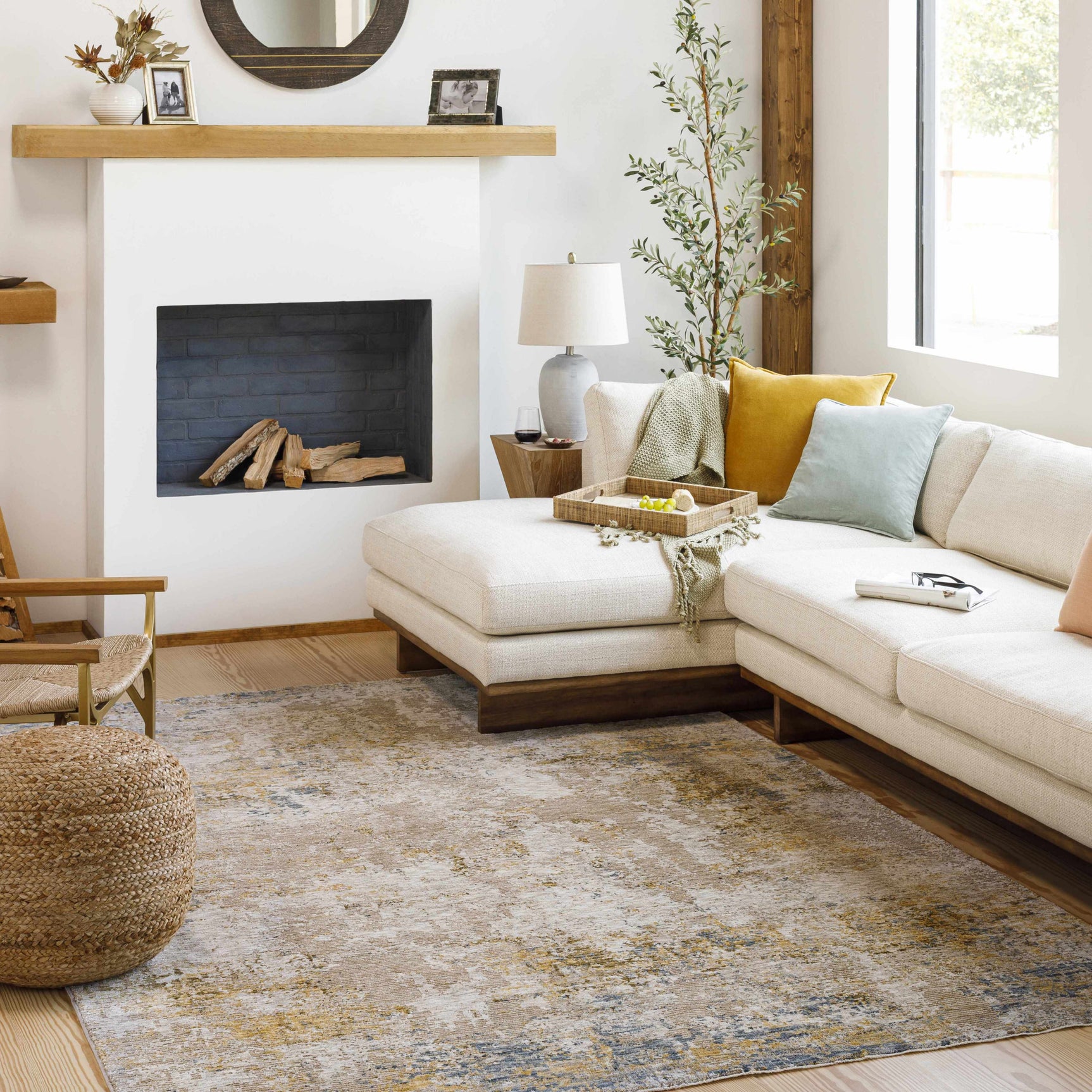 Meads Abstract Mustard Luxe Rug - Ornate Home