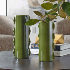 Meander Green Vases (Set of 2) - Ornate Home