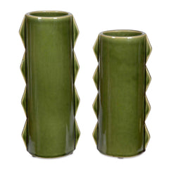 Meander Green Vases (Set of 2) - Ornate Home