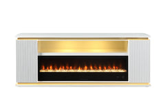 Medea White 71" TV Stand w/ Electric Fireplace - Ornate Home