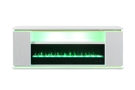 Medea White 71" TV Stand w/ Electric Fireplace - Ornate Home