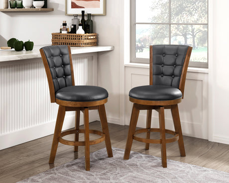 Medford Black Swivel Counter Height Chair (Set of 2) - Ornate Home