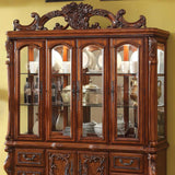 Medieve Antique Oak Curio/Hutch Buffet - Ornate Home