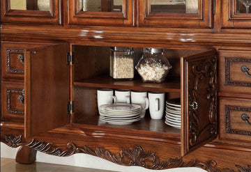 Medieve Antique Oak Curio/Hutch Buffet - Ornate Home
