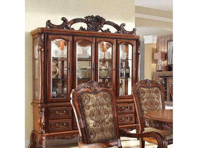 Medieve Antique Oak Curio/Hutch Buffet - Ornate Home
