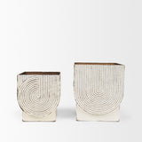 Medina Off-White/Gold Metal Planters (Set of 2) - Ornate Home