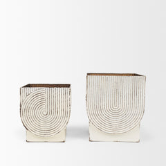 Medina Off-White/Gold Metal Planters (Set of 2)