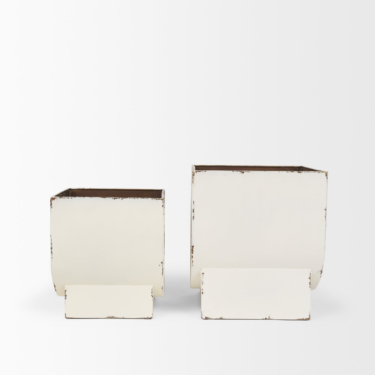 Medina Off-White/Gold Metal Planters (Set of 2) - Ornate Home