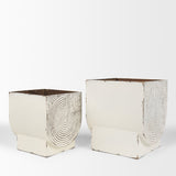 Medina Off-White/Gold Metal Planters (Set of 2) - Ornate Home