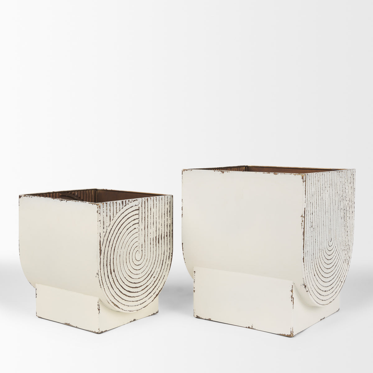 Medina Off-White/Gold Metal Planters (Set of 2) - Ornate Home