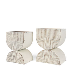 Medina Off-White/Gold Tall Metal Planters (Set of 2) - Ornate Home