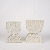 Medina Off-White/Gold Tall Metal Planters (Set of 2)