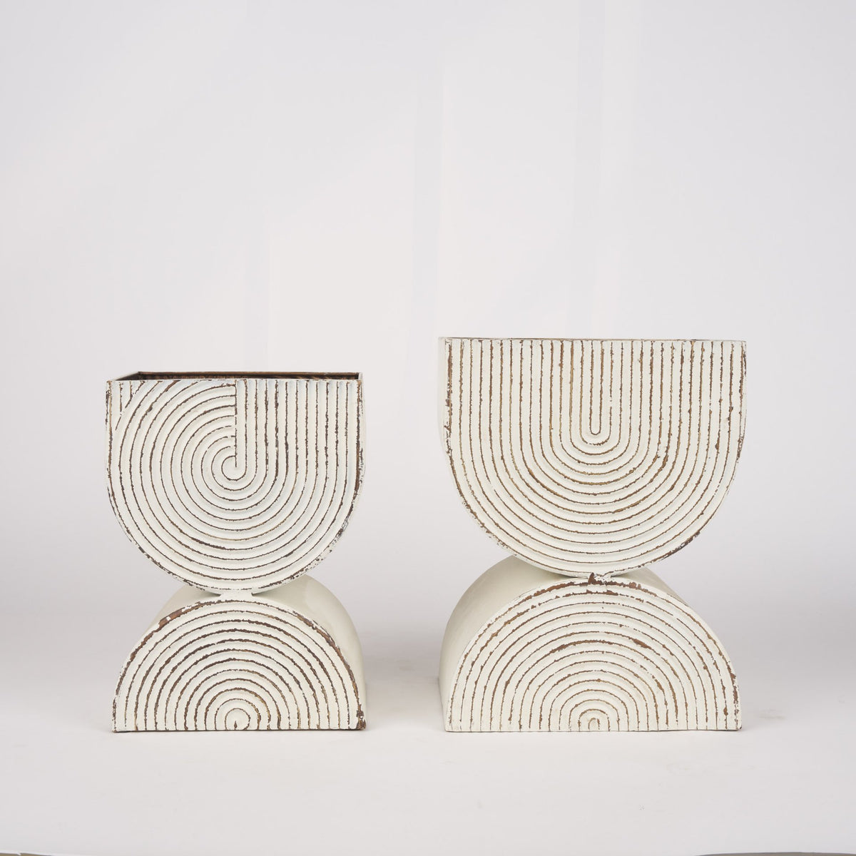 Medina Off-White/Gold Tall Metal Planters (Set of 2)