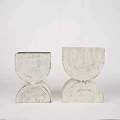 Medina Off-White/Gold Tall Metal Planters (Set of 2) - Ornate Home