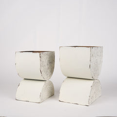 Medina Off-White/Gold Tall Metal Planters (Set of 2) - Ornate Home